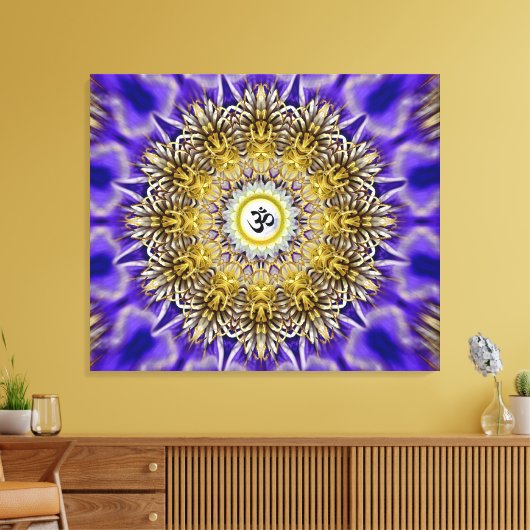 Clematis Om Mandala Stretched Canvas Print (Insitu (Woonkamer))