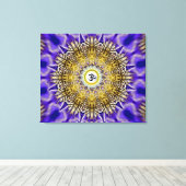 Clematis Om Mandala Stretched Canvas Print (Insitu (Houten vloer))