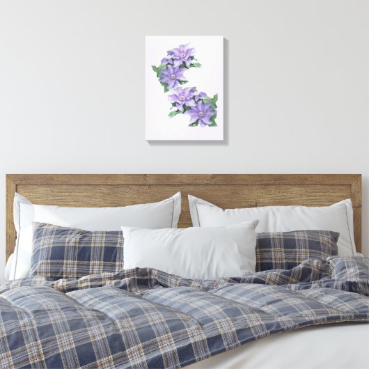 Clematis Paars Canvas Afdruk (Insitu (Slaapkamer))