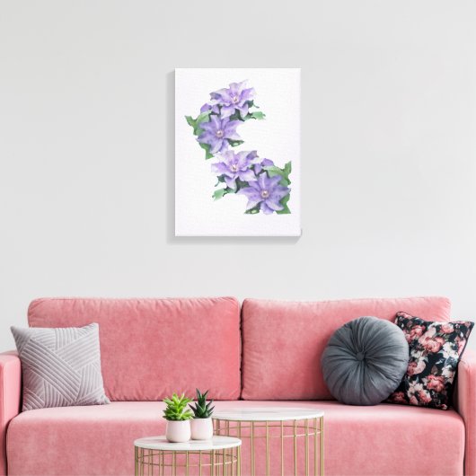 Clematis Paars Canvas Afdruk (Insitu (Woonkamer))