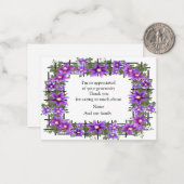Clematis Paarse Flower Dank u kaart Notitiekaartje (Voorkant / Achterkant in situ)