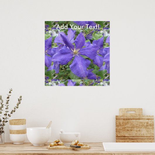 Clematis Paarse groene bloem Poster (Keuken)