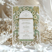  Clematis & Primrose Art Nouveau bruiloft Kaart