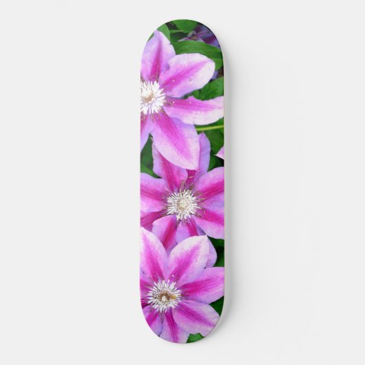 Clematis, roze bloemen persoonlijk skateboard (Voorkant)