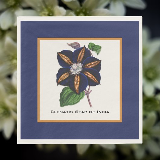 Clematis Star van India Botanische illustratie Servet