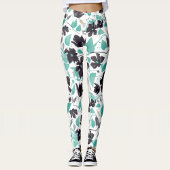 Clematis Vine Floral Grey Blauwgroen Waterverf Leggings