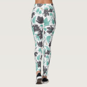 Clematis Vine Floral Grey Blauwgroen Waterverf Leggings (Achterkant)
