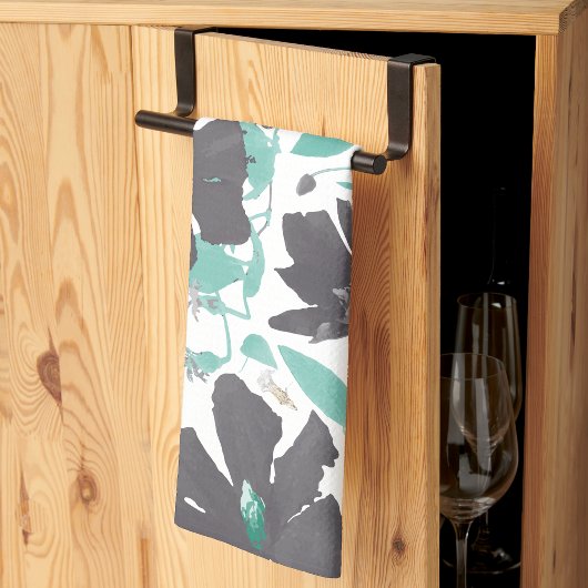 Clematis Vine Floral Grey Blauwgroen Waterverf Theedoek