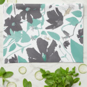 Clematis Vine Floral Grey Blauwgroen Waterverf Theedoek (Gevouwen)