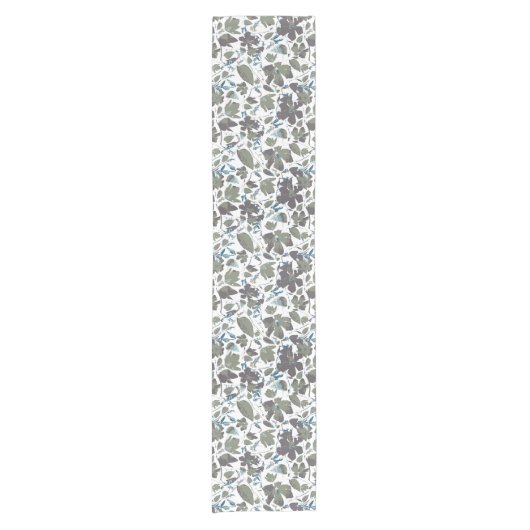 Clematis Vine Flowers Waterverf groen blauw Korte Tafelloper (Voorkant)