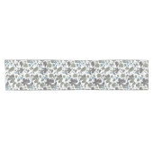 Clematis Vine Flowers Waterverf groen blauw Korte Tafelloper (Horizontaal)