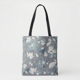 Clematis Vine Grey Blue Cream Bloemen winkelen Tote Bag