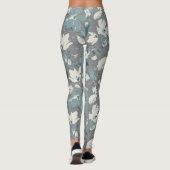 Clematis Vine Grey Blue Cream Waterverf Floral Leggings (Achterkant)