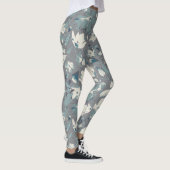 Clematis Vine Grey Blue Cream Waterverf Floral Leggings (Rechts)