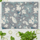 Clematis Vine Grey Blue Cream Waterverf Floral Theedoek (Gevouwen)