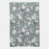 Clematis Vine Grey Blue Cream Waterverf Floral Theedoek (Verticaal)