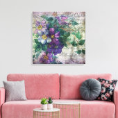 Clematis Vine Handschrift Ephemera Canvas Afdruk (Insitu (Woonkamer))