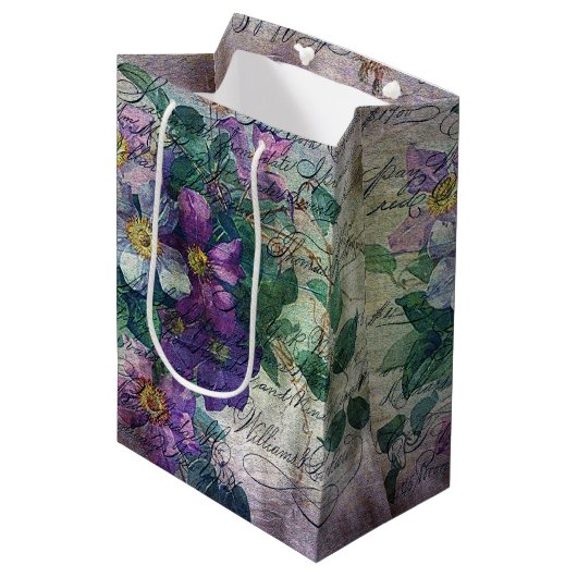 Clematis Vine Handschrift Ephemera Medium Cadeauzakje (Voorkant Gekanteld)