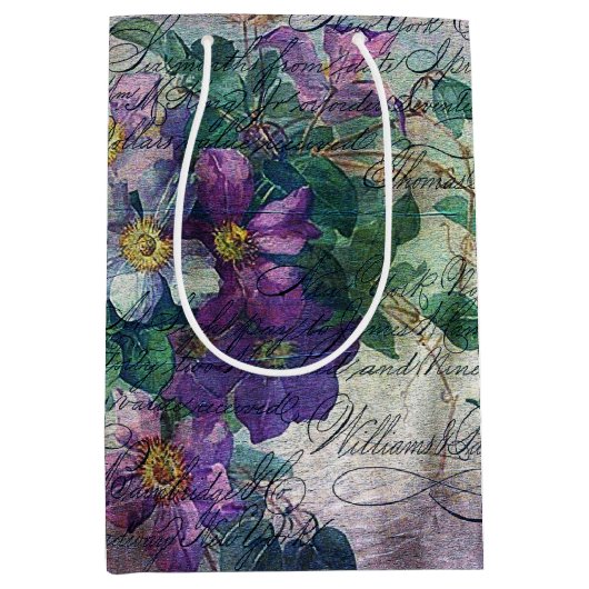 Clematis Vine Handschrift Ephemera Medium Cadeauzakje (Voorkant)