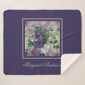 Clematis Vine Handschrift Ephemera Monogram Sherpa Deken (Voorkant (horizontaal))