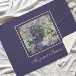 Clematis Vine Handschrift Ephemera Monogram Sherpa Deken