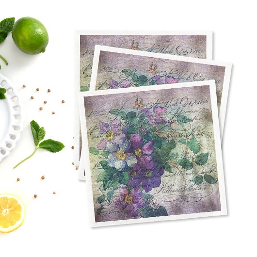 Clematis Vine Handschrift Ephemera Ontkoppeling Servet