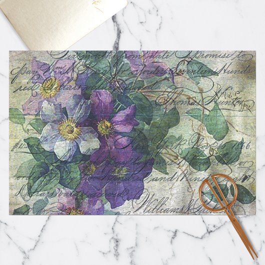 Clematis Vine Handschrift Ephemera Ontkoppeling Tissuepapier