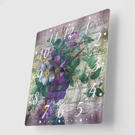Clematis Vine Handschrift Ephemera Vierkante Klok (Hoek)
