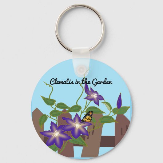 Clematis Vine in de tuin Sleutelhanger (Voorkant)