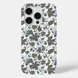 Clematis Vine Waterverf Groen Blauw Bloemen iPhone 15 Pro Case