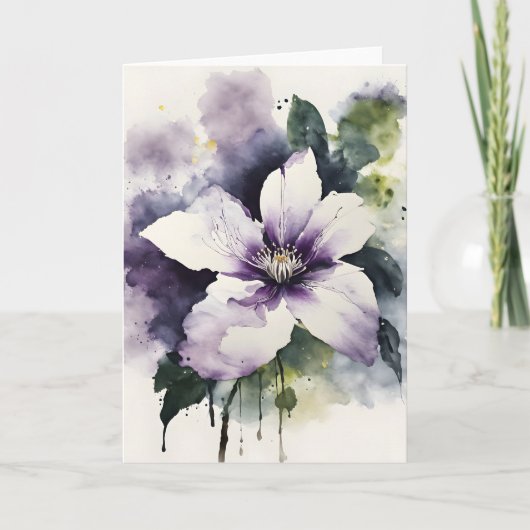 Clematis - Watercolor bloemen Kaart (Voorkant)