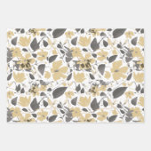 Clematis Waterverf Gold Grey Black Floral Pattern Inpakpapier Vel (Voorkant)