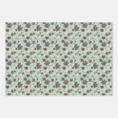 Clematis Waterverf Tealgrijs Bloemmotief Inpakpapier Vel (Voorkant 2)