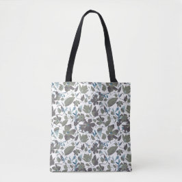 Clematis wijnstokken bloemen groen blauw tote bag