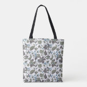 Clematis wijnstokken bloemen groen blauw tote bag (Achterkant)