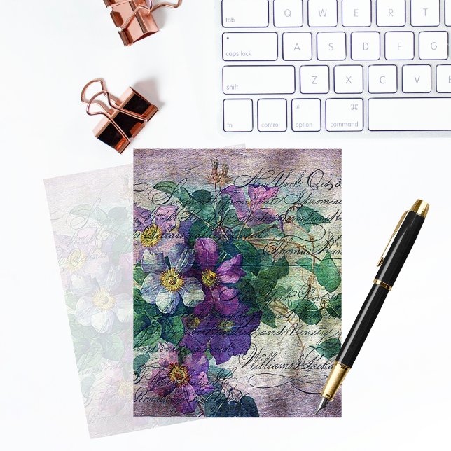 Clematis Wingeschreven Ephemera Scrapbook Papier (Creator heeft geüpload)