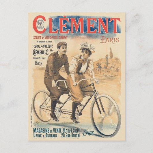 Clément Paris Vintage Poster 1895 Briefkaart (Voorkant)
