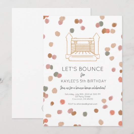 Clementine Bounce House Party nodigt uit Kaart (Voorkant / Achterkant)