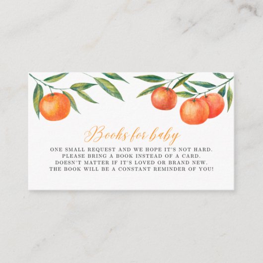 Clementine "Cutie" Books for Baby Shower Informatiekaartje (Voorkant)