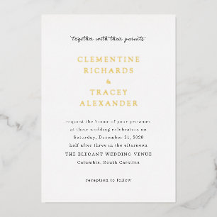 Clementine Elegant Modern Wedding Folie Uitnodiging