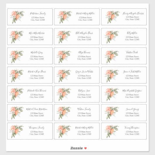 Clementine en Greenery Guest Address Envelope Sticker (Vel)