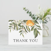 Clementine en Groene Bruiloft Bedankkaart (Staand voorkant)