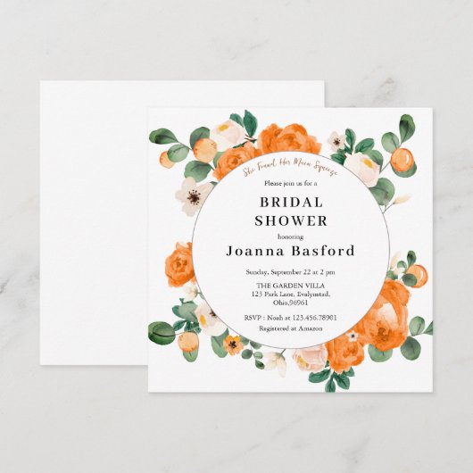 Clementine en Sinaasappel wit bloesems Vrijgezelle Kaart (Voorkant / Achterkant)