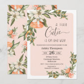 Clementine Little Cutie Baby shower Invitation Kaart (Voorkant / Achterkant)