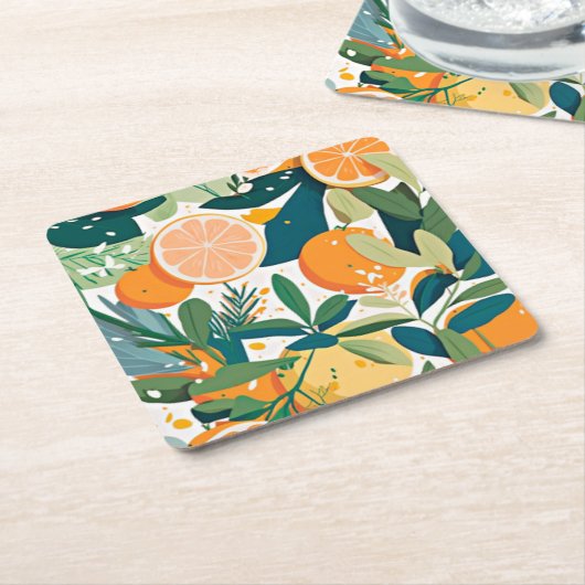 Clementine mandarine kartonnen onderzetters (Schuin)