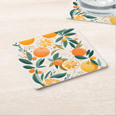 Clementine mandarine kartonnen onderzetters (Schuin)