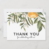 Clementine Oranje en Greenery Hartelijk dank Bedankkaart (Voorkant)