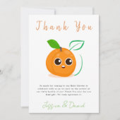 Clementine Oranje vruchten Baby shower Bedankkaart (Voorkant)