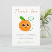 Clementine Oranje vruchten Baby shower Bedankkaart (Staand voorkant)