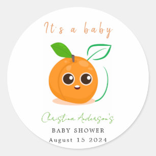 Clementine Oranje vruchten Baby shower Ronde Sticker